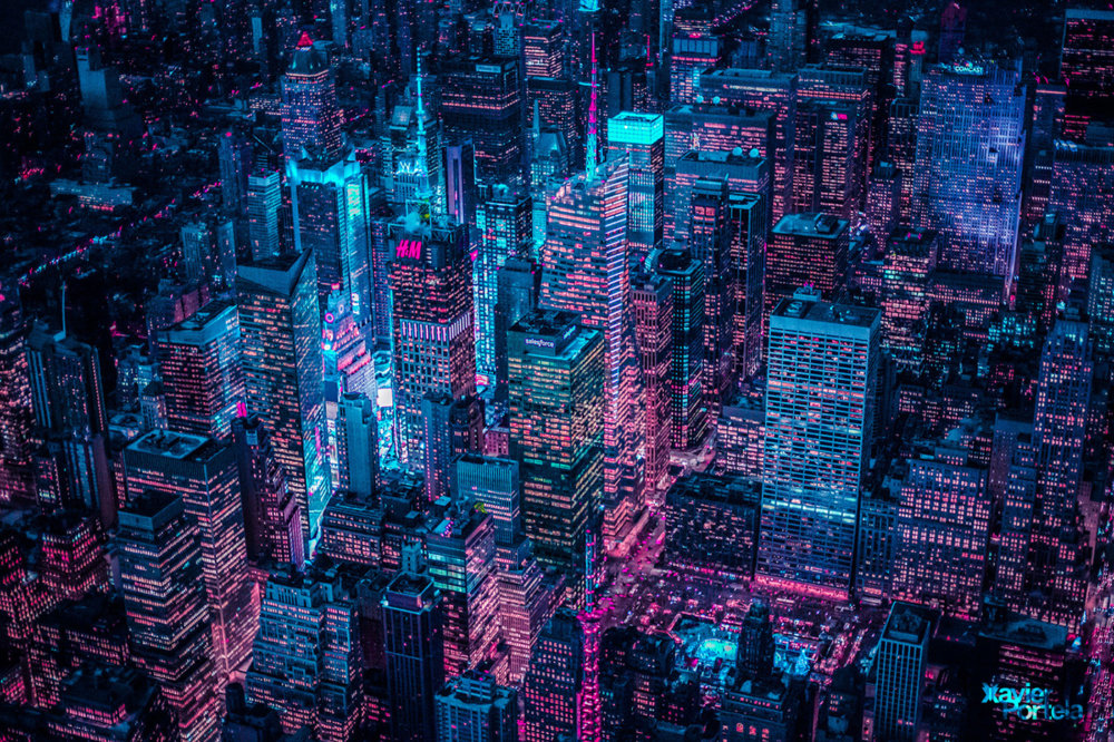 New York Glow Ii New York From Above In Neon Colors By Xavier Portela 6