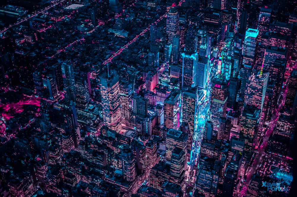 New York Glow Ii New York From Above In Neon Colors By Xavier Portela 7