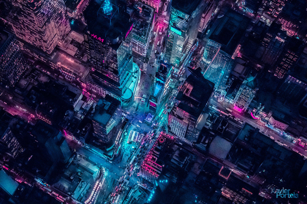 New York Glow Ii New York From Above In Neon Colors By Xavier Portela 8