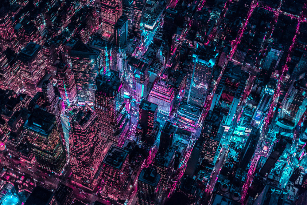 New York Glow Ii New York From Above In Neon Colors By Xavier Portela 9