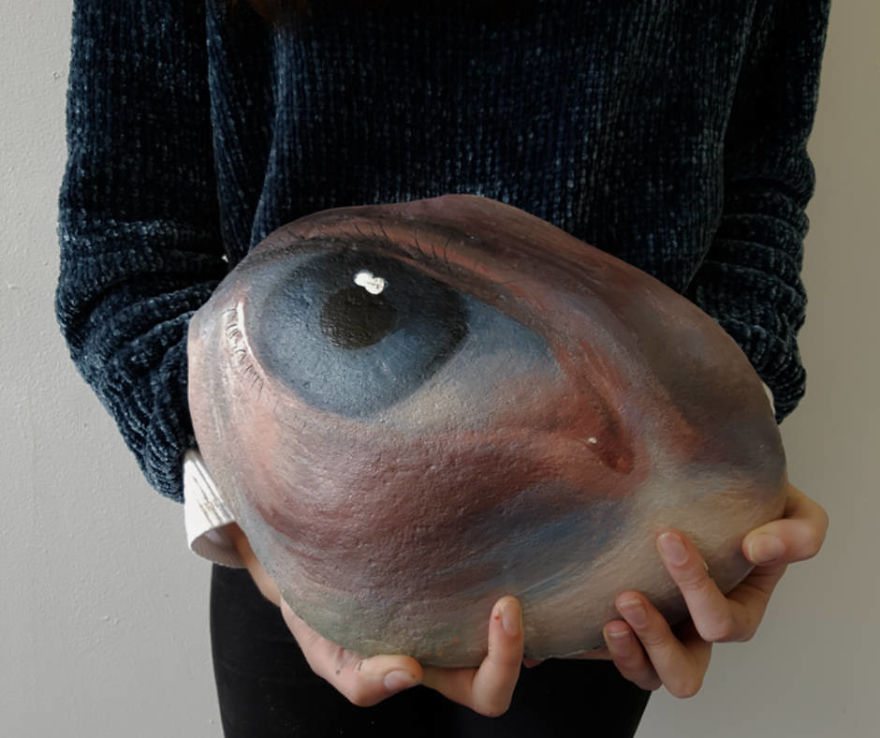 Human Eyes Painted On Found Stones By Jennifer Allnutt 3