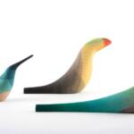 Immersed Birds: bird wood sculptures with watercolor plumage by Moisés Hernández