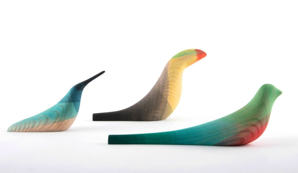 Immersed Birds Bird Wood Sculptures With Watercolor Plumage By Moises Hernandez 1