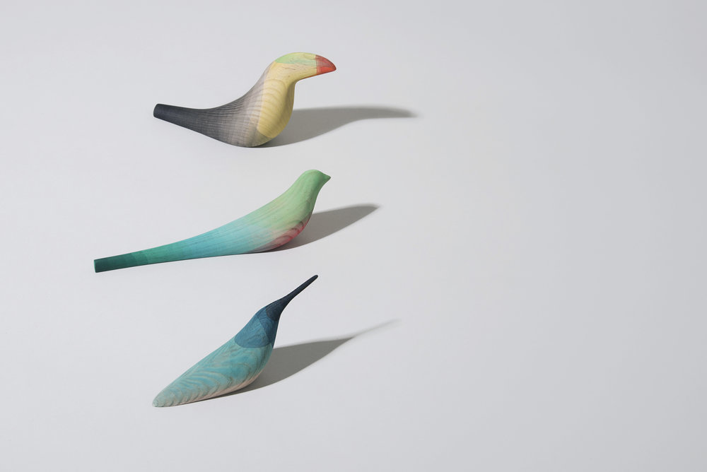 Immersed Birds Bird Wood Sculptures With Watercolor Plumage By Moises Hernandez 12