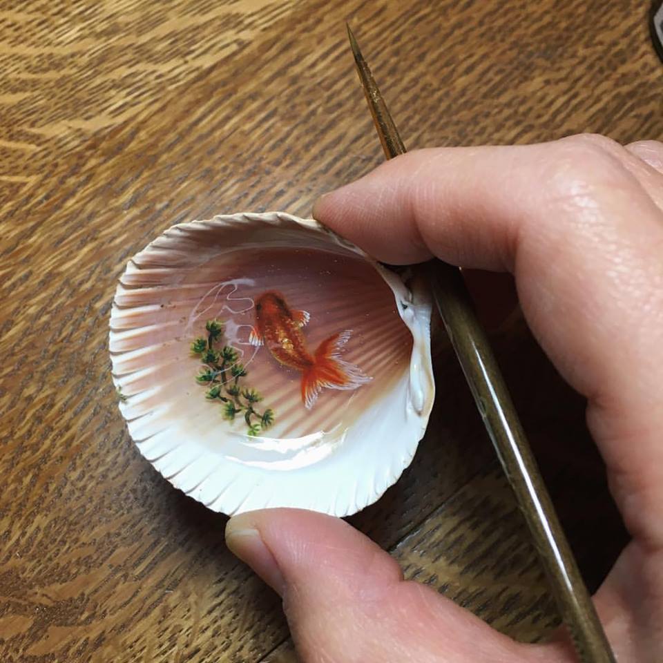 Paintings Of Mini Ponds In Shells By Nan Ma 08