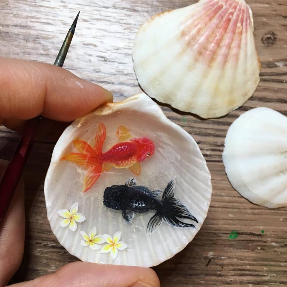 Paintings Of Mini Ponds In Shells By Nan Ma 10