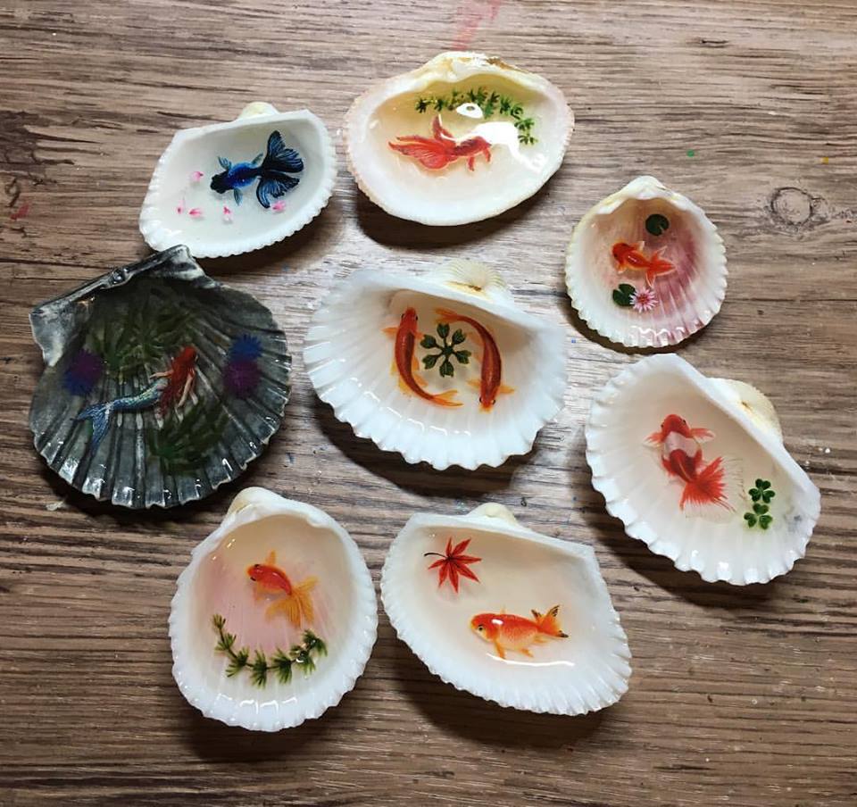 Paintings Of Mini Ponds In Shells By Nan Ma 14