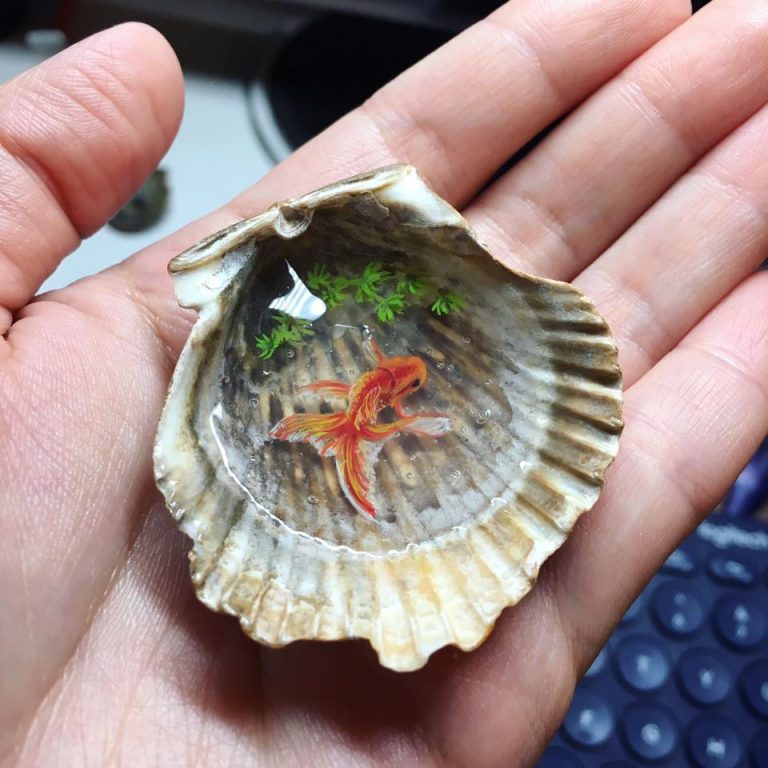 Paintings Of Mini Ponds In Shells By Nan Ma 15