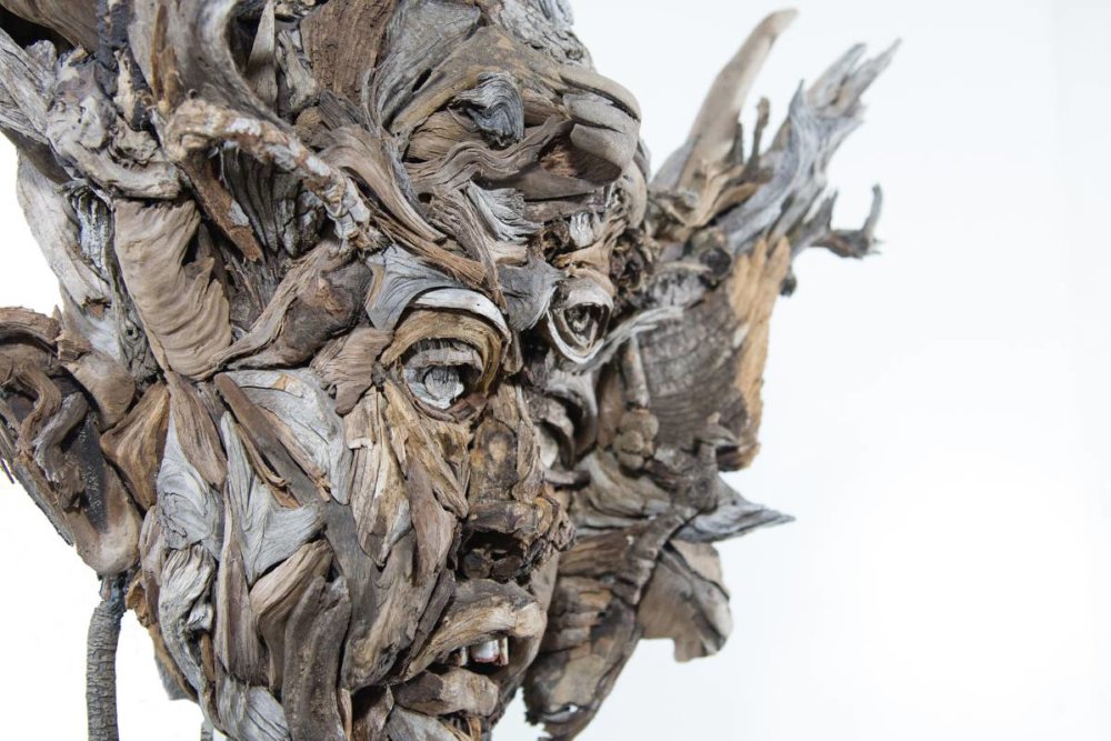 Amazing Head Sculptures Made Of Found Wood By Eyevan Tumbleweed 11