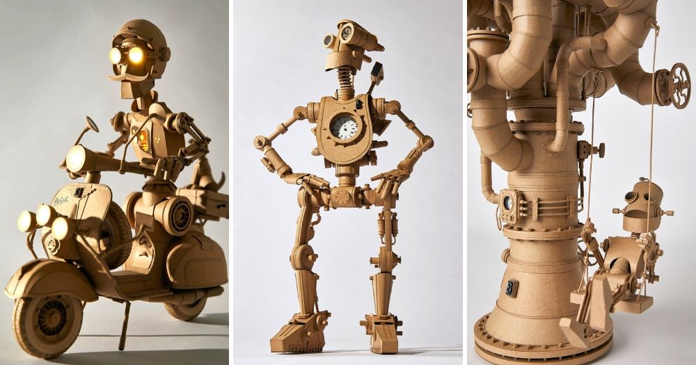 Amazingly Intricate Robot Cardboard Sculptures By Greg Olijnyk 1