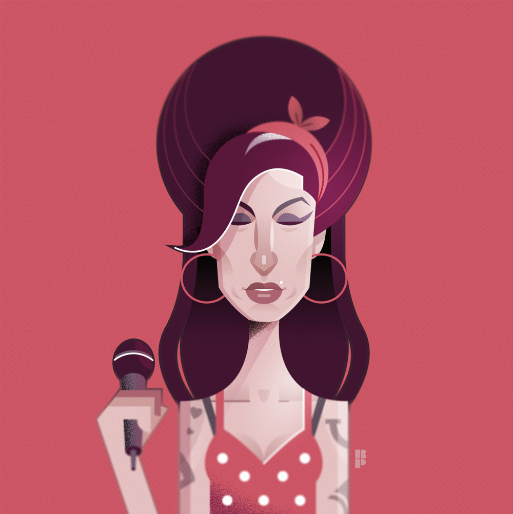 Amy Winehouse - Smart vector cartoons of pop culture icons by Ricardo Polo