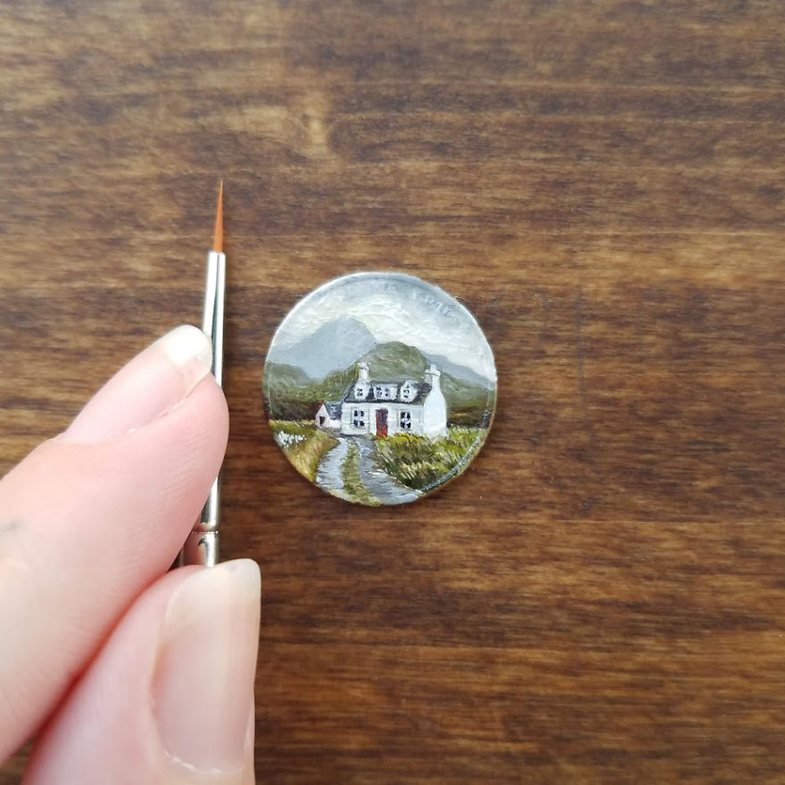 Artist Bryanna Marie Uses Coins As Canvasses For Tiny Paintings 2