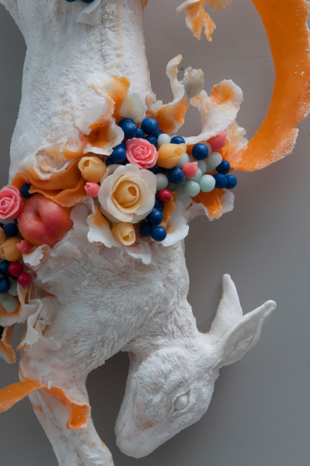 Beautifully Grotesque Disquieting Wax Sculptures Flower Decorated By Rebecca Stevenson 3