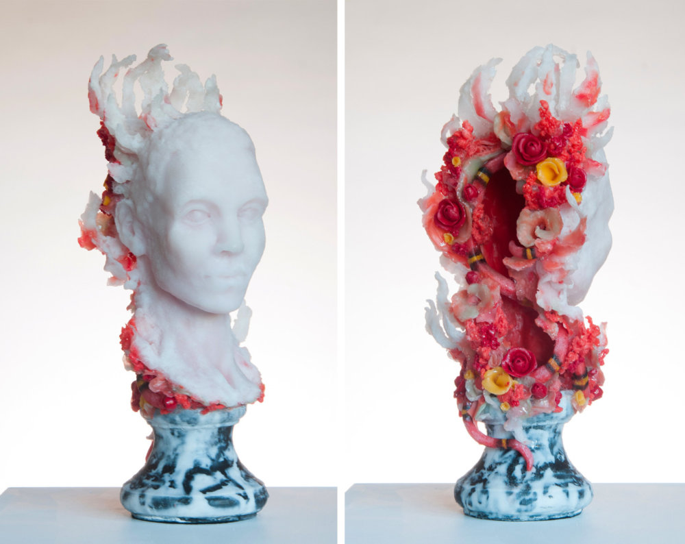 Beautifully Grotesque Disquieting Wax Sculptures Flower Decorated By Rebecca Stevenson 1