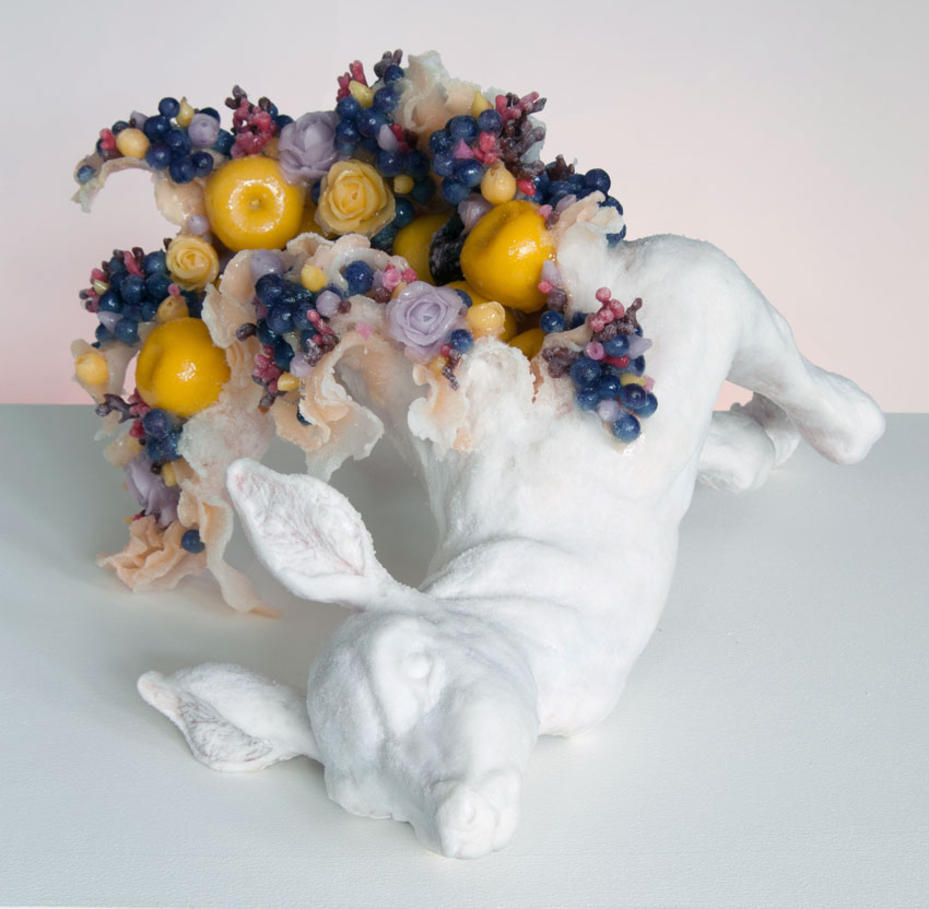 Beautifully Grotesque Disquieting Wax Sculptures Flower Decorated By Rebecca Stevenson 9