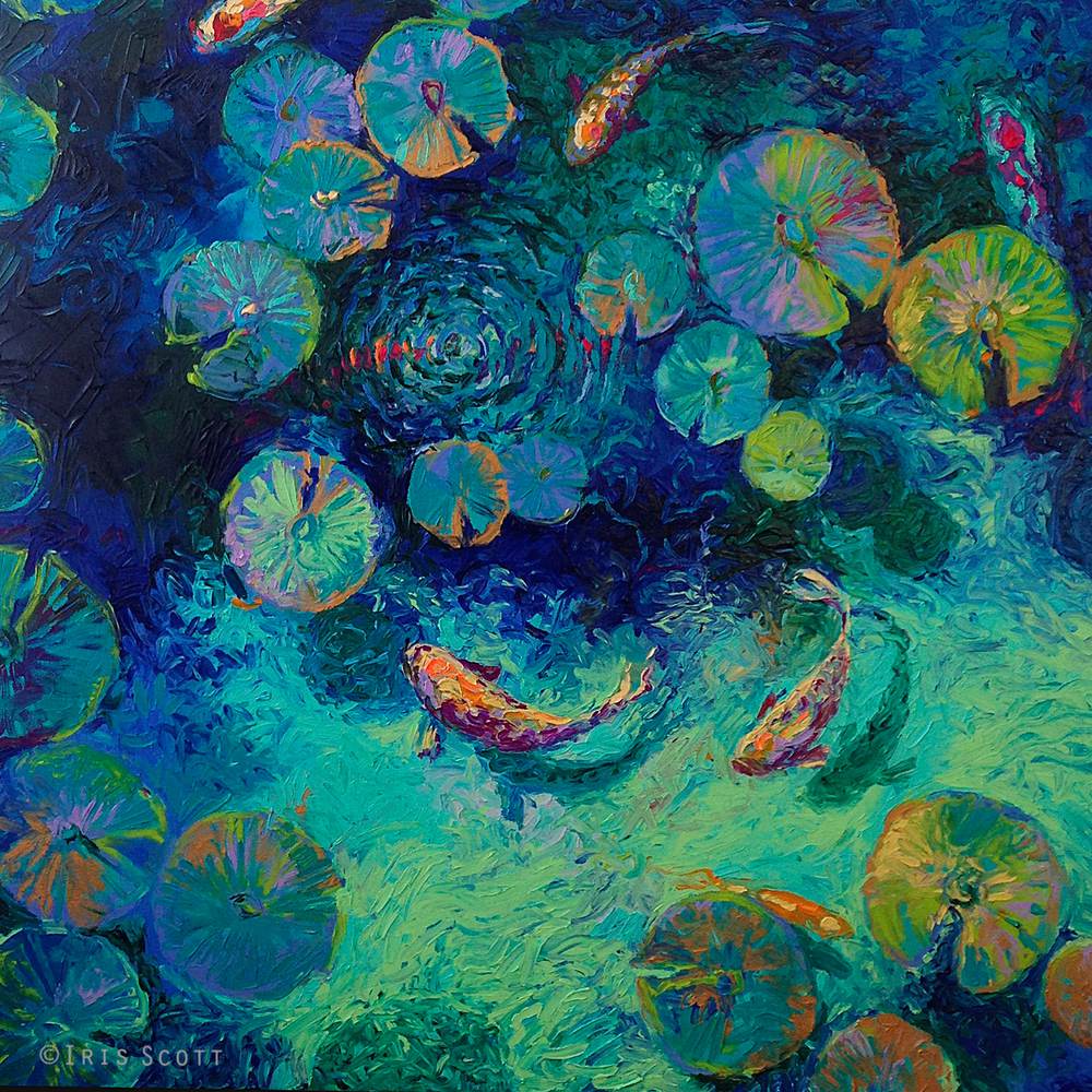Colorful impressionistic oil paintings painted entirely with the fingers by Iris Scott 2