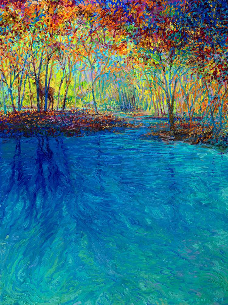 Colorful impressionistic oil paintings painted entirely with the fingers by Iris Scott 24