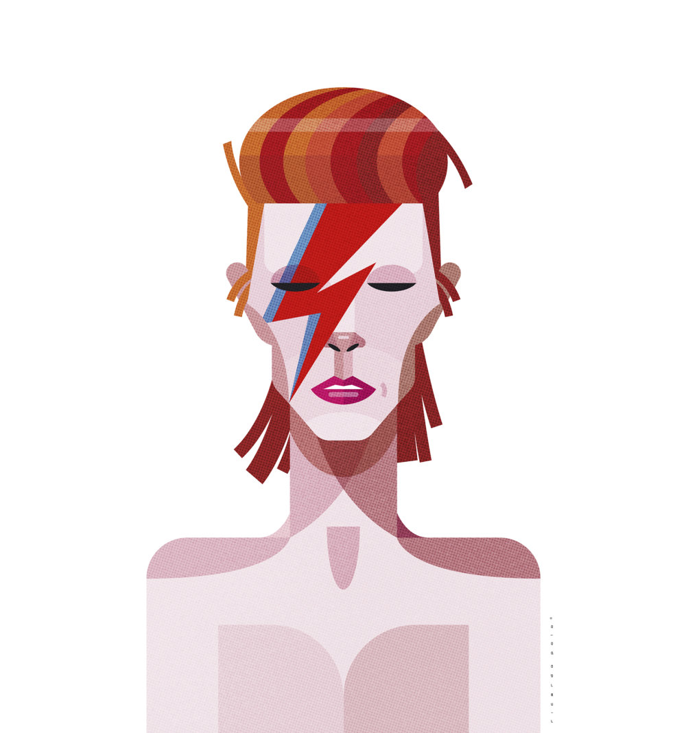 David Bowie - Smart Vector Cartoons Of Pop Culture Icons By Ricardo Polo