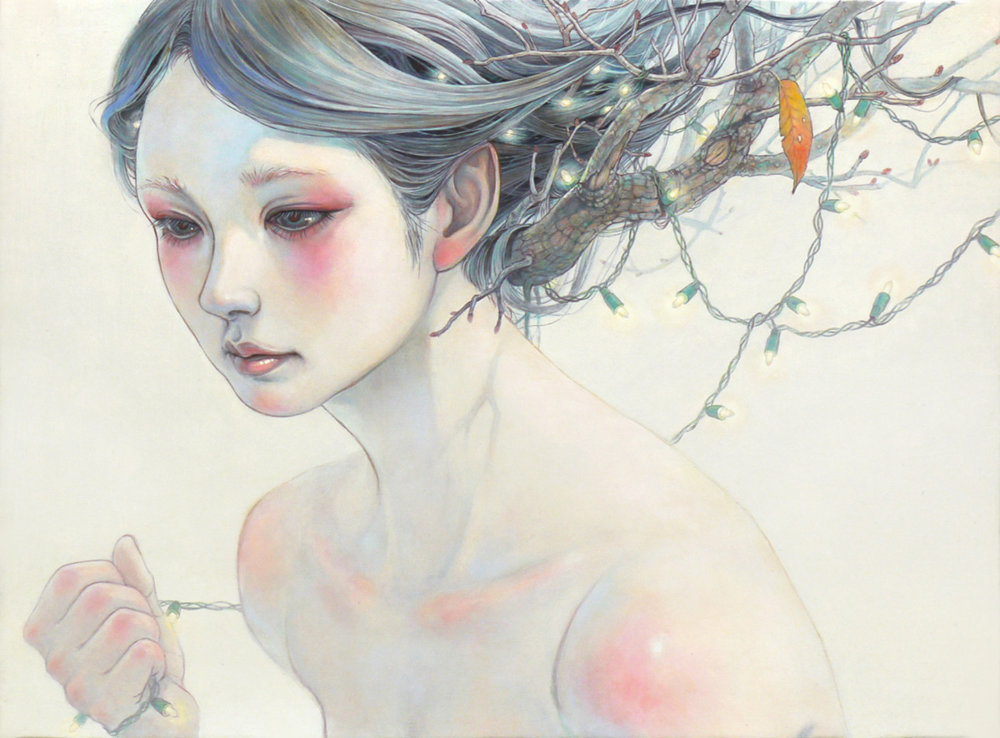 Detailed Oil Paintings Of Introspective Women Merged With Nature Elements By Miho Hirano 10