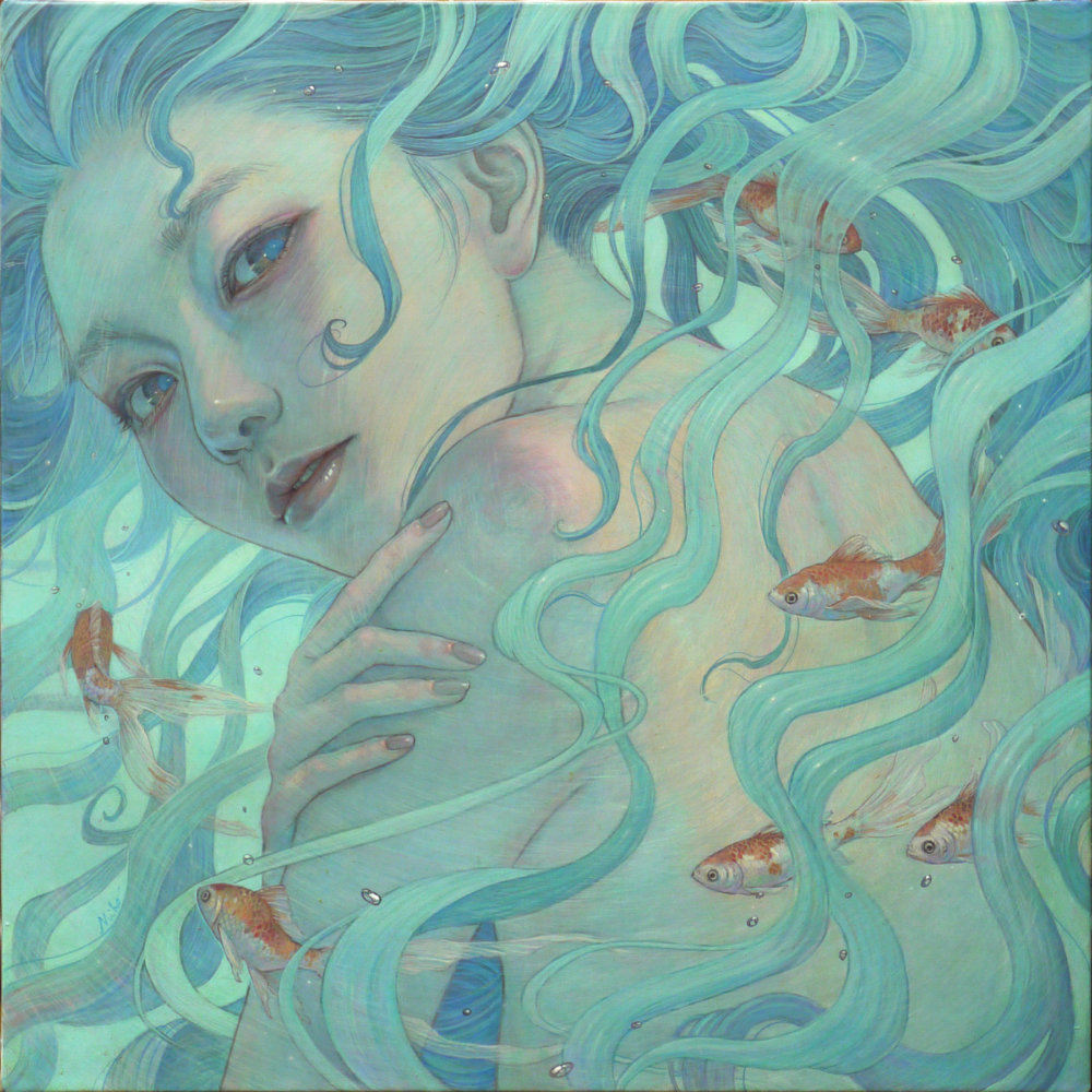 Detailed Oil Paintings Of Introspective Women Merged With Nature Elements By Miho Hirano 4