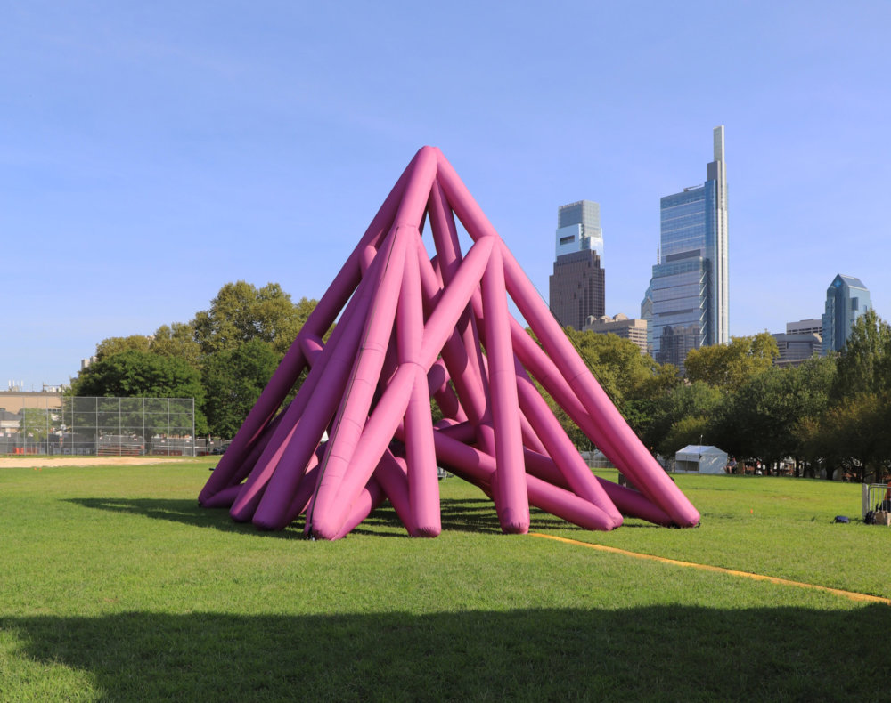 Immersive Pyramid Installations Formed Of Giant Inflatable Pink Tubes And Spheres Designed By Cyril Lancelin 4
