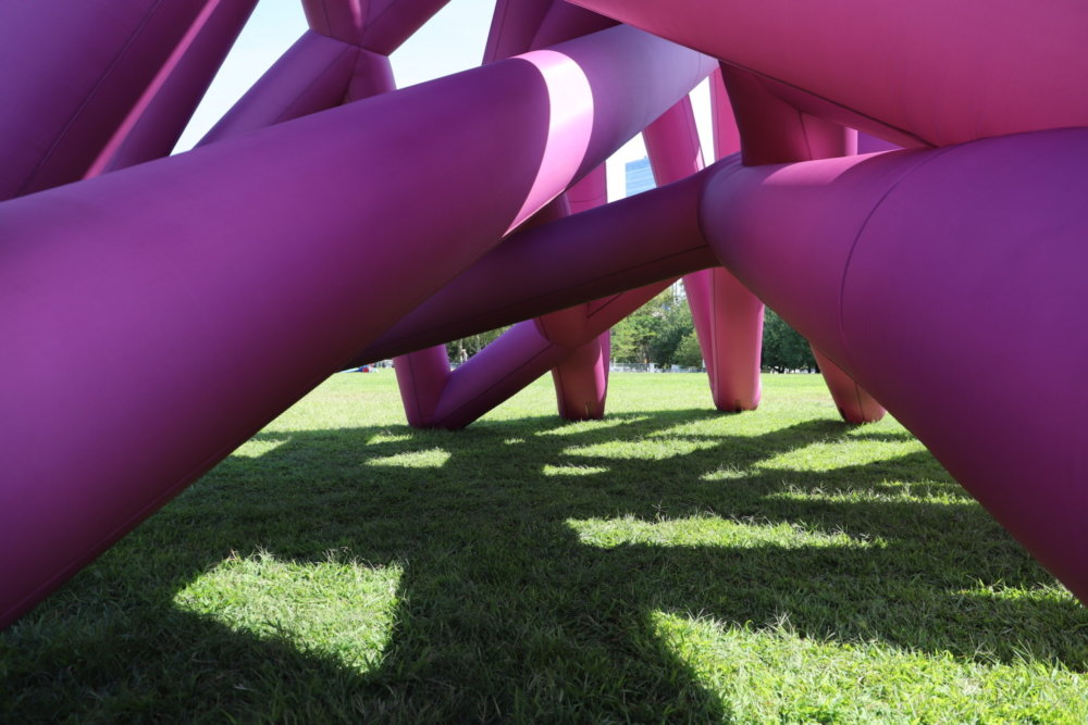 Immersive Pyramid Installations Formed Of Giant Inflatable Pink Tubes And Spheres Designed By Cyril Lancelin 7