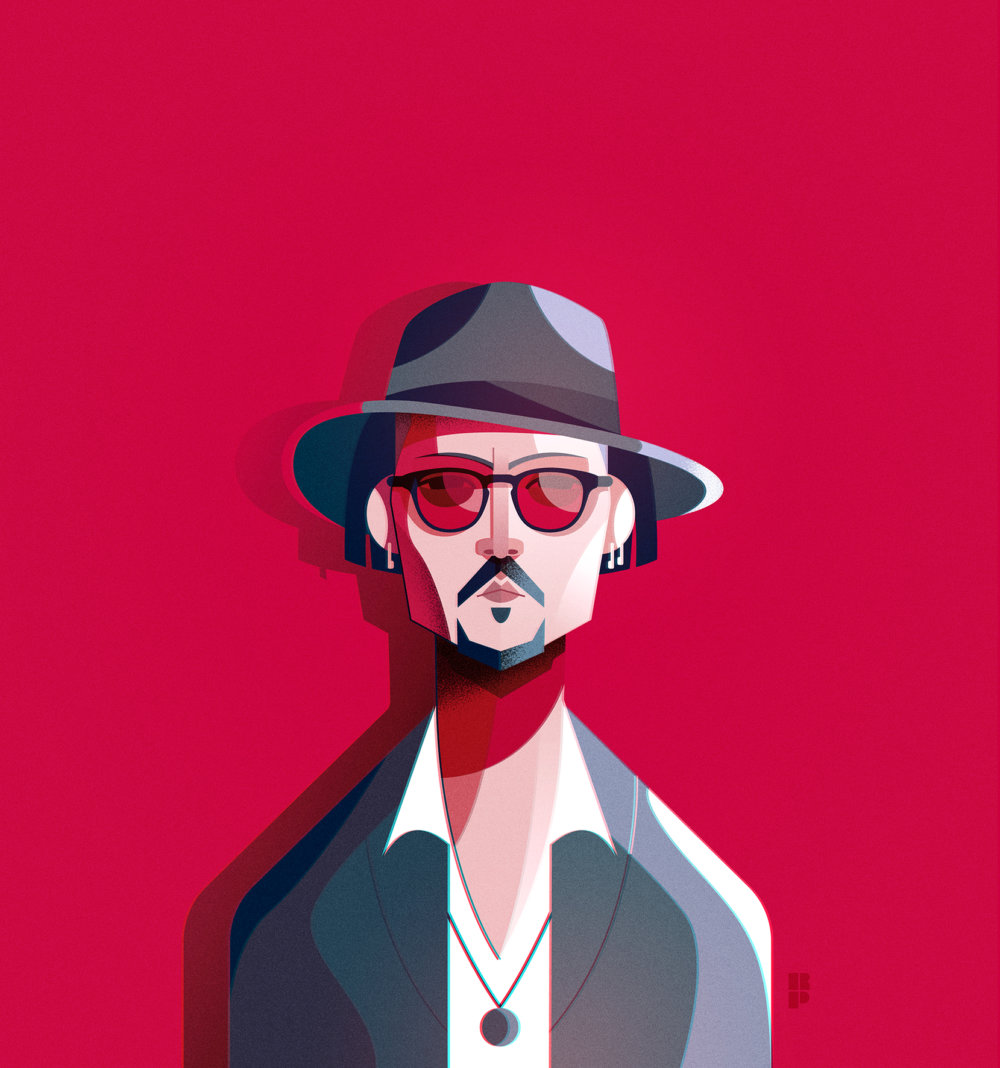 Johnny Depp - Smart vector cartoons of pop culture icons by Ricardo Polo