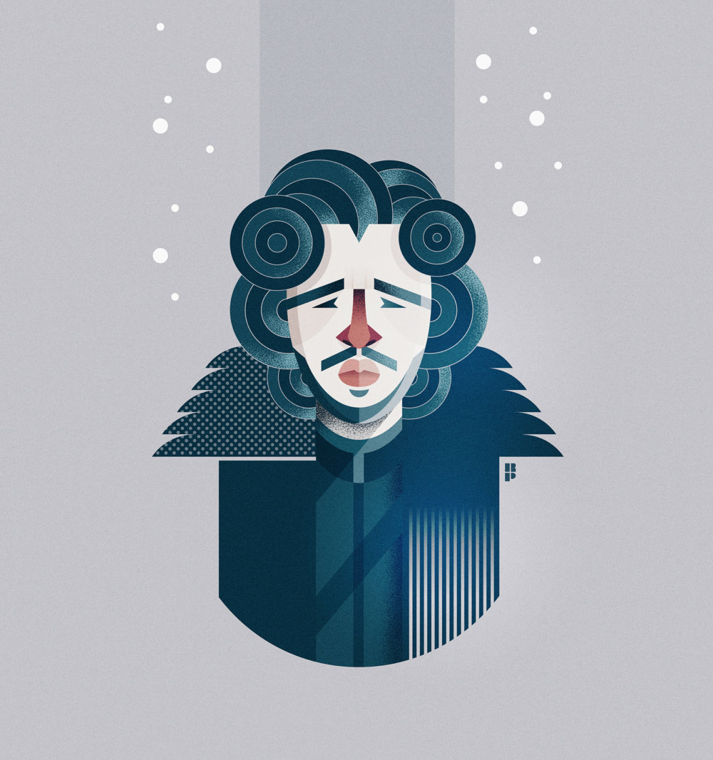 Jon Snow (Kit Harington) - Smart vector cartoons of pop culture icons by Ricardo Polo