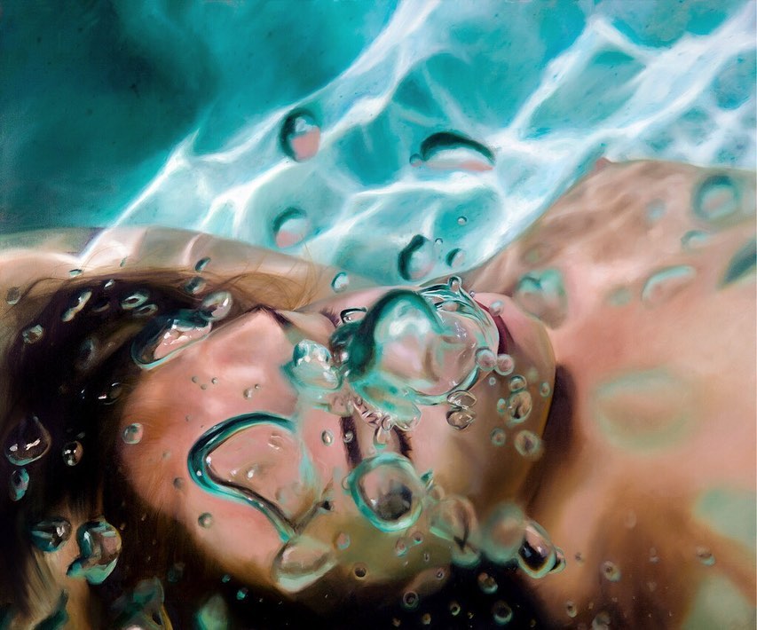 Magnificent Realistic Paintings Of Women Emerging From Underwater By Reisha Perlmutter 1