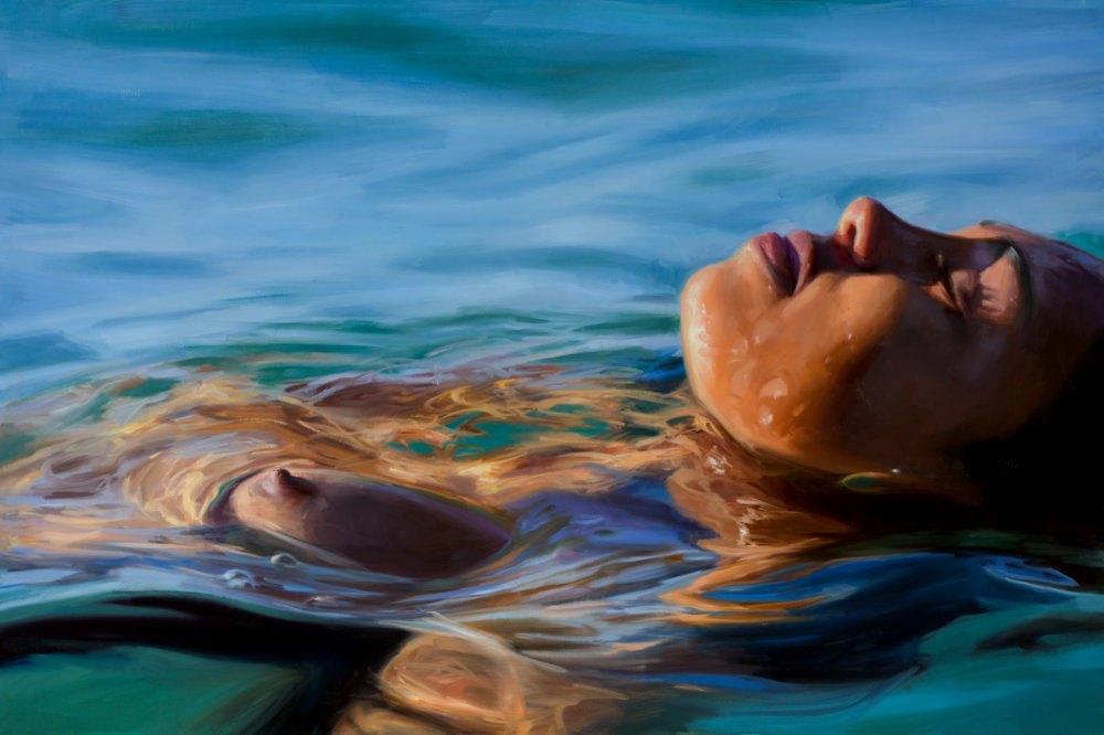 Magnificent Realistic Paintings Of Women Emerging From Underwater By Reisha Perlmutter 10