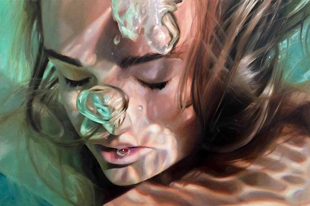 Magnificent Realistic Paintings Of Women Emerging From Underwater By Reisha Perlmutter 2