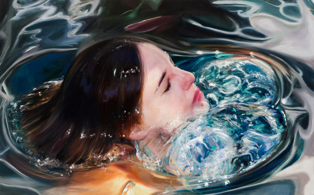 Magnificent Realistic Paintings Of Women Emerging From Underwater By Reisha Perlmutter 9