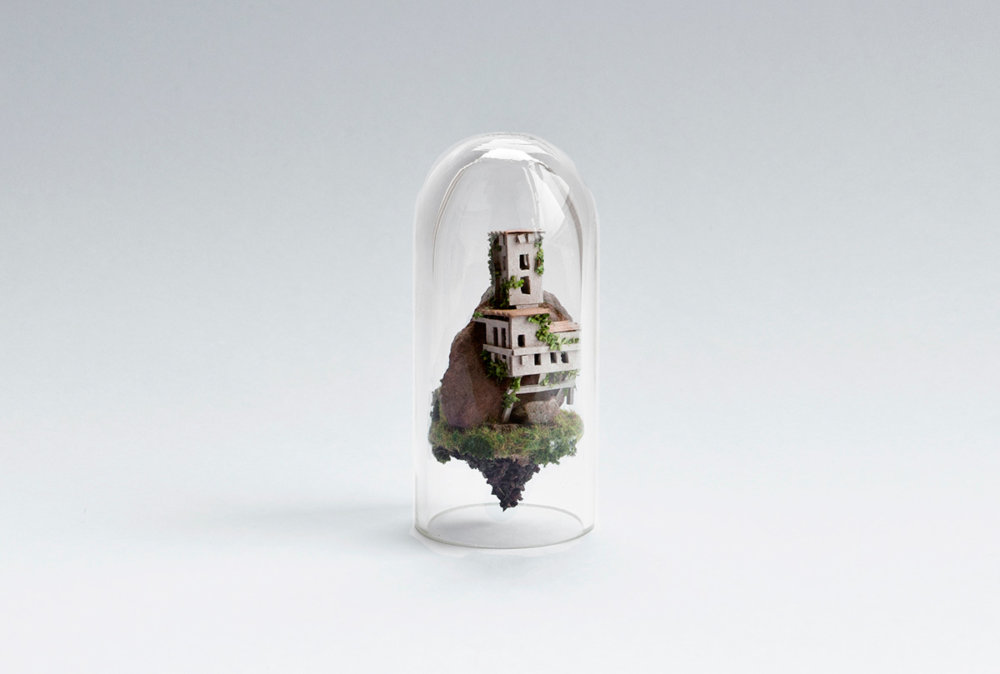 Micro Matter: mini dioramas inside glass test-tubes by Rosa de