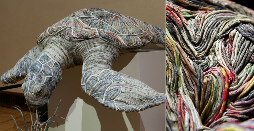 Stunning Lifelike Animal Sculptures Made From Thousands Of Densely Rolled Newspaper By Chie Hitotsuyama 1