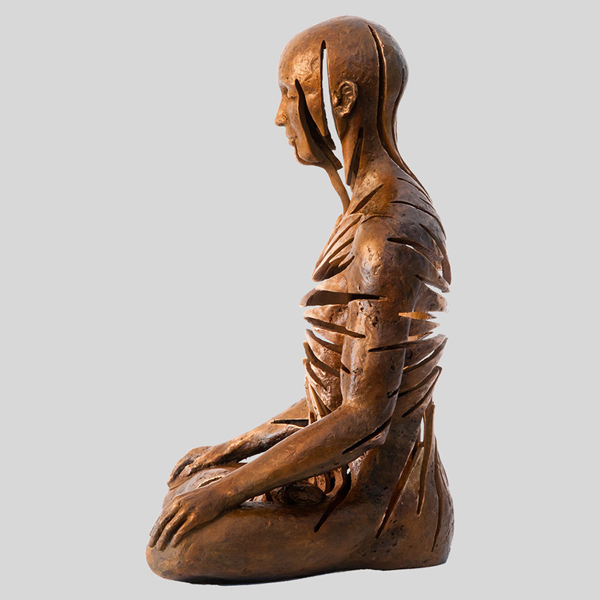 Transcendence Sublime Surrealistic Bronze Sculptures Of People In Meditation By Sukhi Barber 16