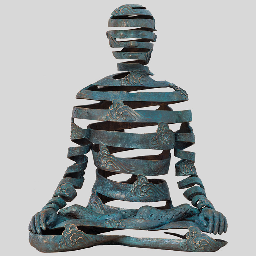Transcendence Sublime Surrealistic Bronze Sculptures Of People In Meditation By Sukhi Barber 8