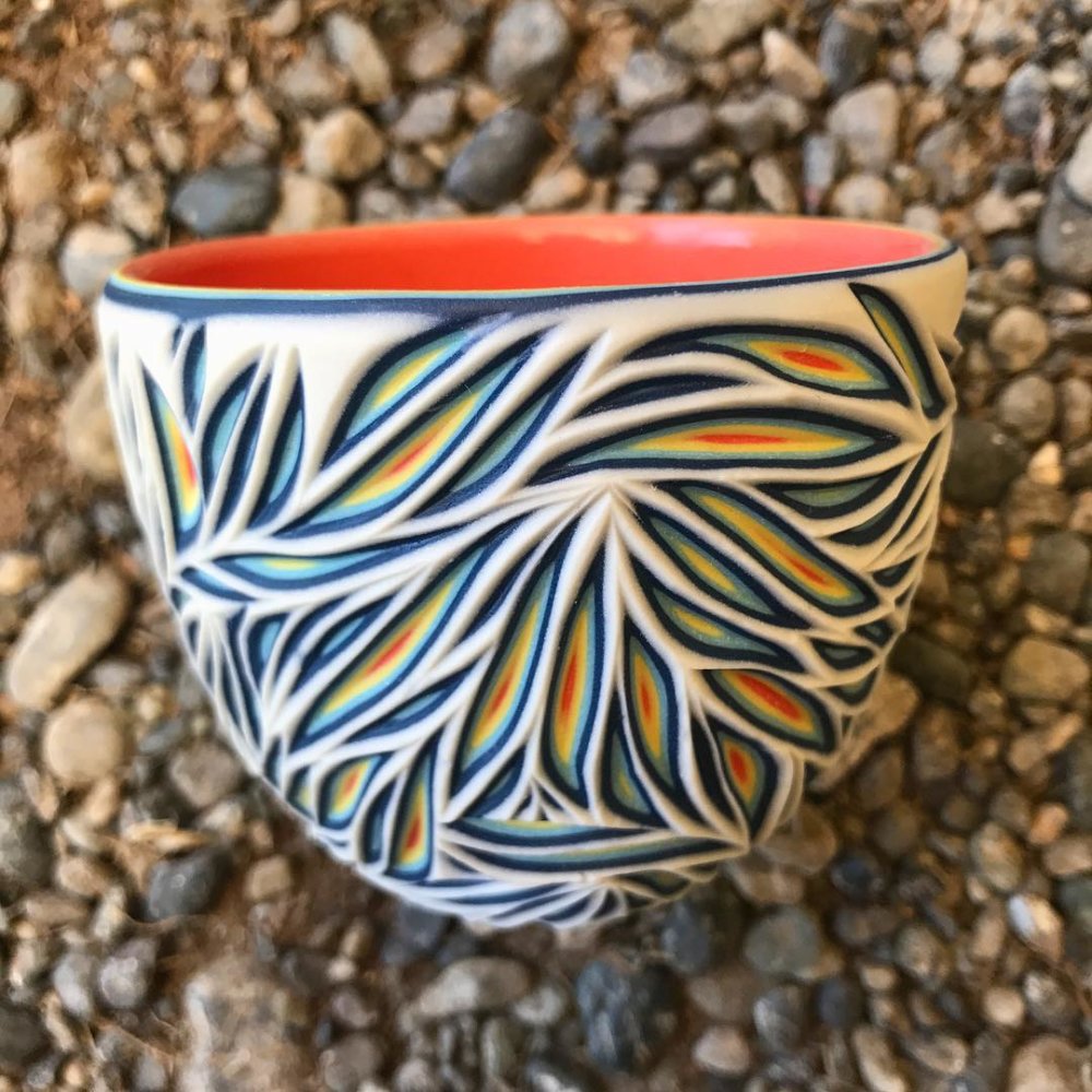 Wonderful Ceramics With Colorful Multi Layered Streaks Carved Onto Their Surfaces By Sean Forest Roberts 6