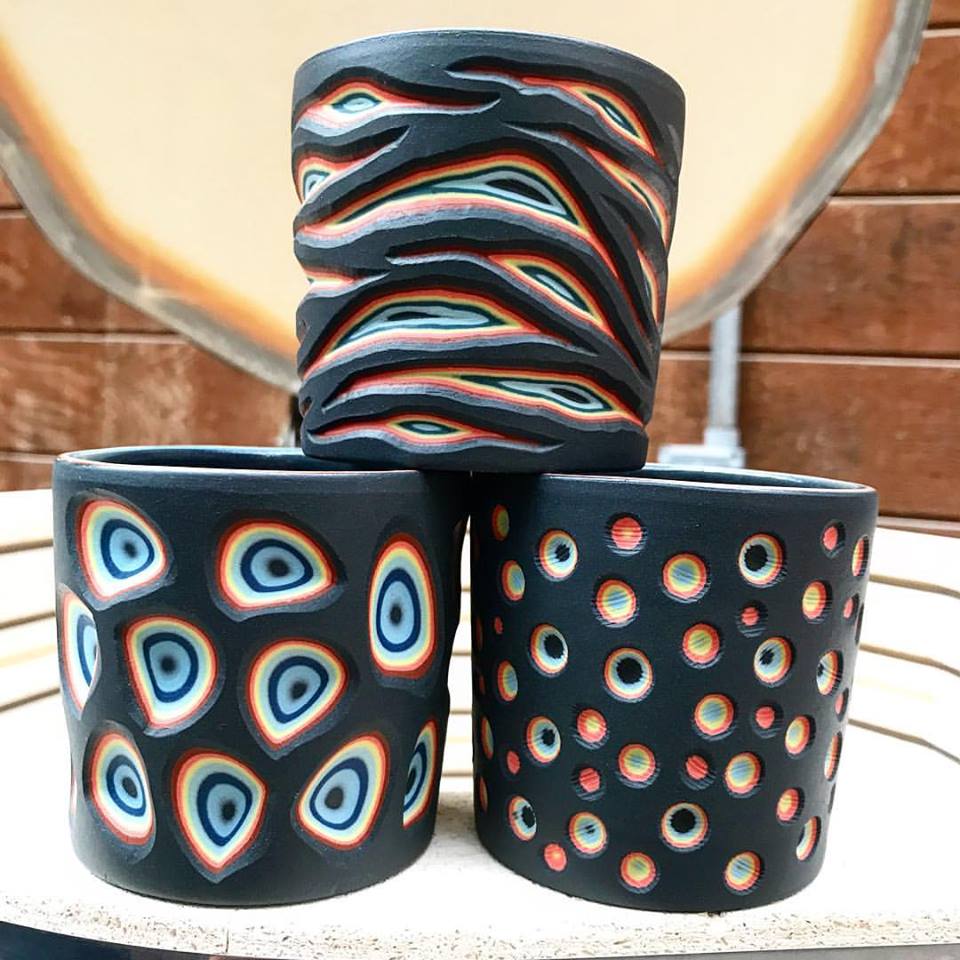Wonderful Ceramics With Colorful Multi Layered Streaks Carved Onto Their Surfaces By Sean Forest Roberts 9