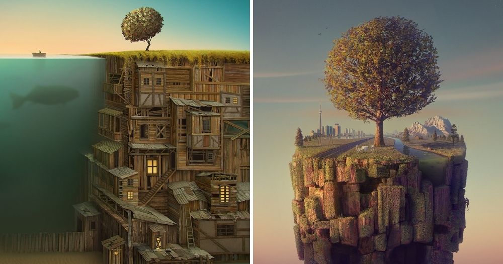A Slice Of Life Dreamlike Landscapes Awesome Surrealist Illustrations By Gediminas Pranckevicius