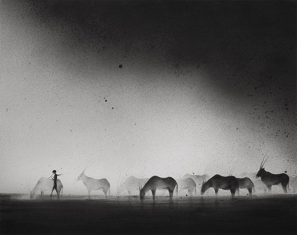 Dreamy Black And White Watercolors That Depict A Unique Connection Between Animals And Children By Elicia Edijanto 1