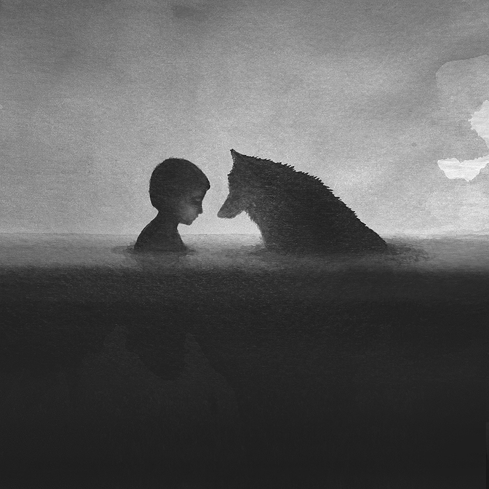 Dreamy Black And White Watercolors That Depict A Unique Connection Between Animals And Children By Elicia Edijanto 13