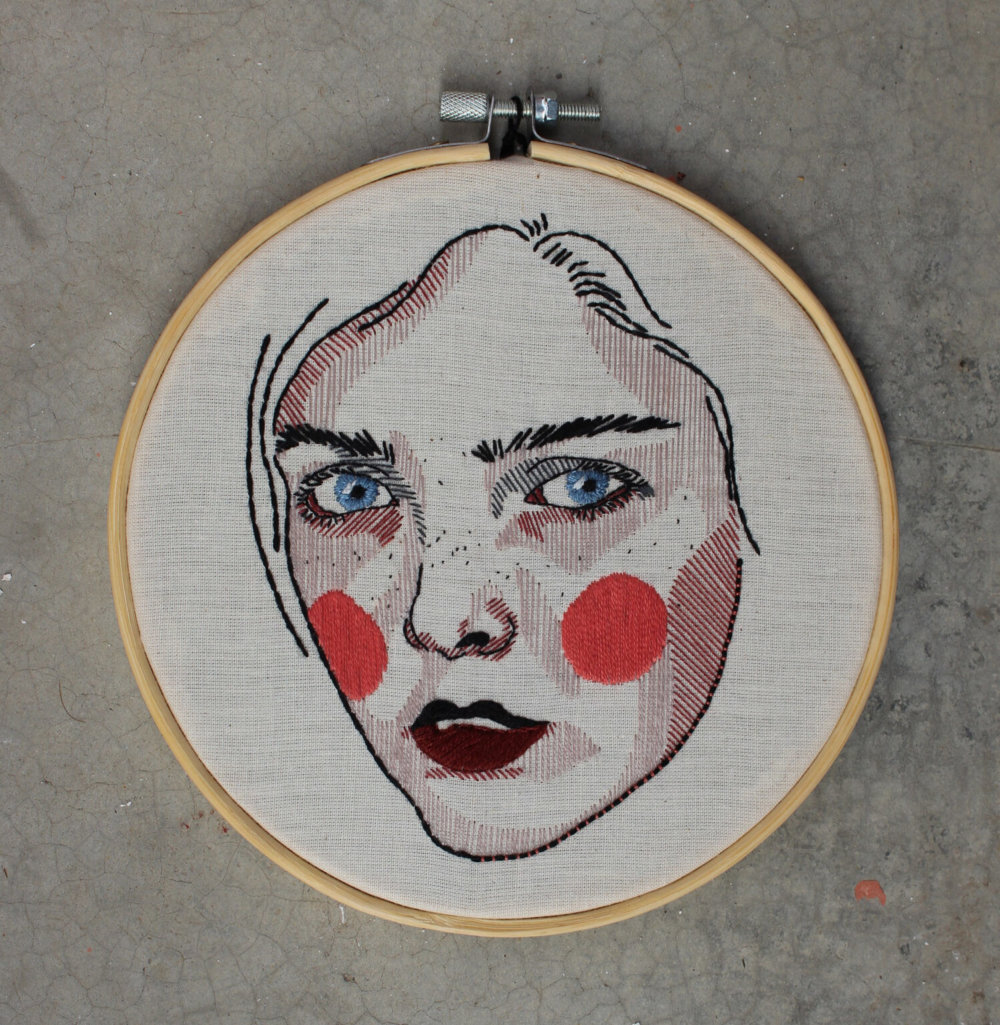 Expressive Embroidered Portraits Composed Of Colorful Lines And Stitches By Brenda Risquez 13