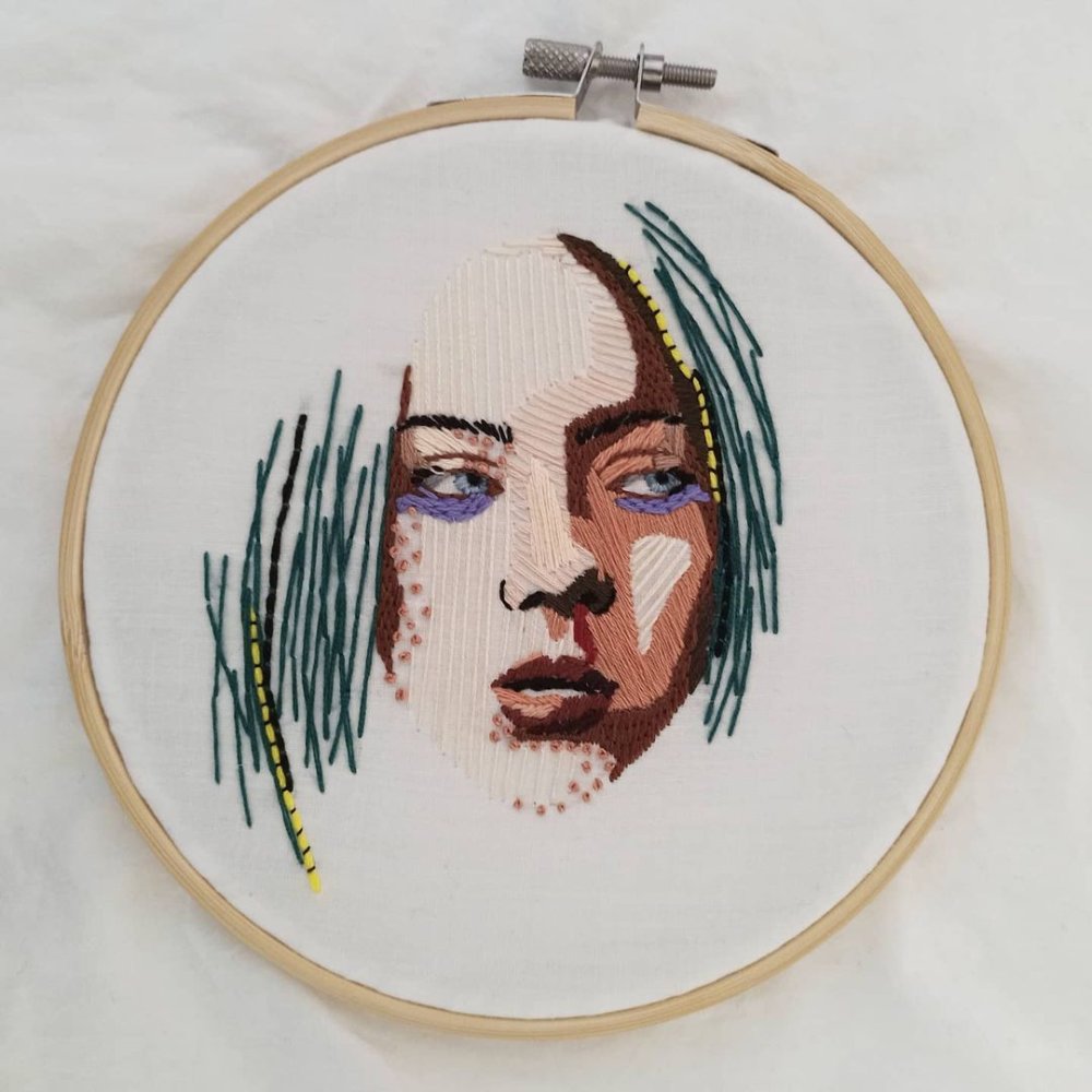 Expressive Embroidered Portraits Composed Of Colorful Lines And Stitches By Brenda Risquez 5