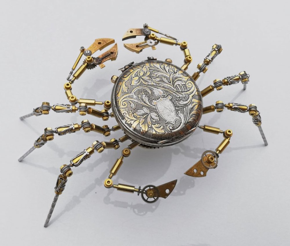 Fantastical Steampunk Creatures Made From Old Watch Parts By Peter Szucsy 3