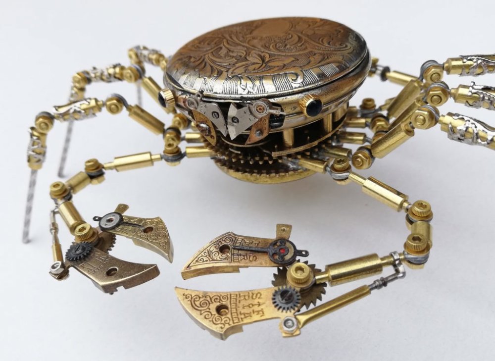 Fantastical Steampunk Creatures Made From Old Watch Parts By Peter Szucsy 4