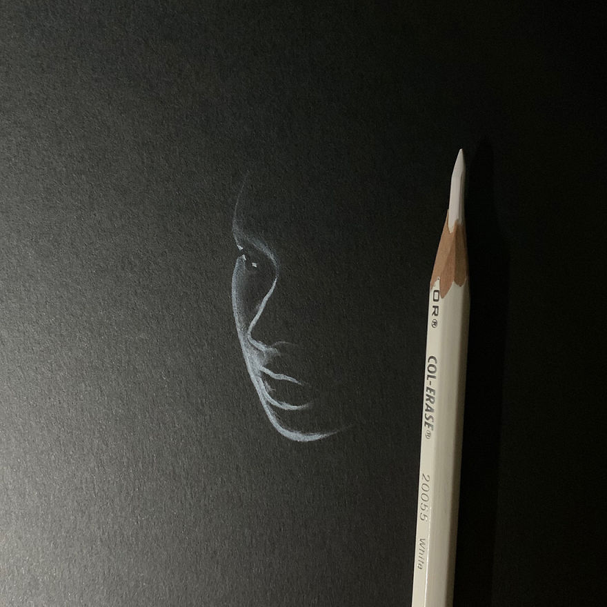 Inverted Marvelous Drawings And Sketches Made With White Pencil On Black Paper By Kay Lee 18