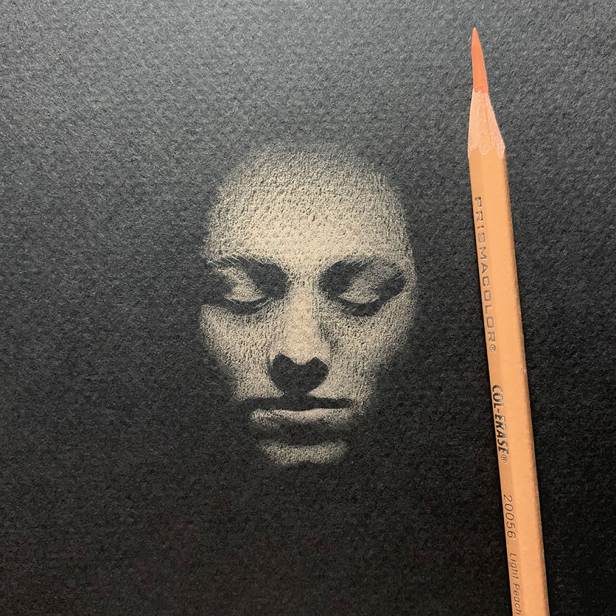 Inverted Marvelous Drawings And Sketches Made With White Pencil On Black Paper By Kay Lee 19