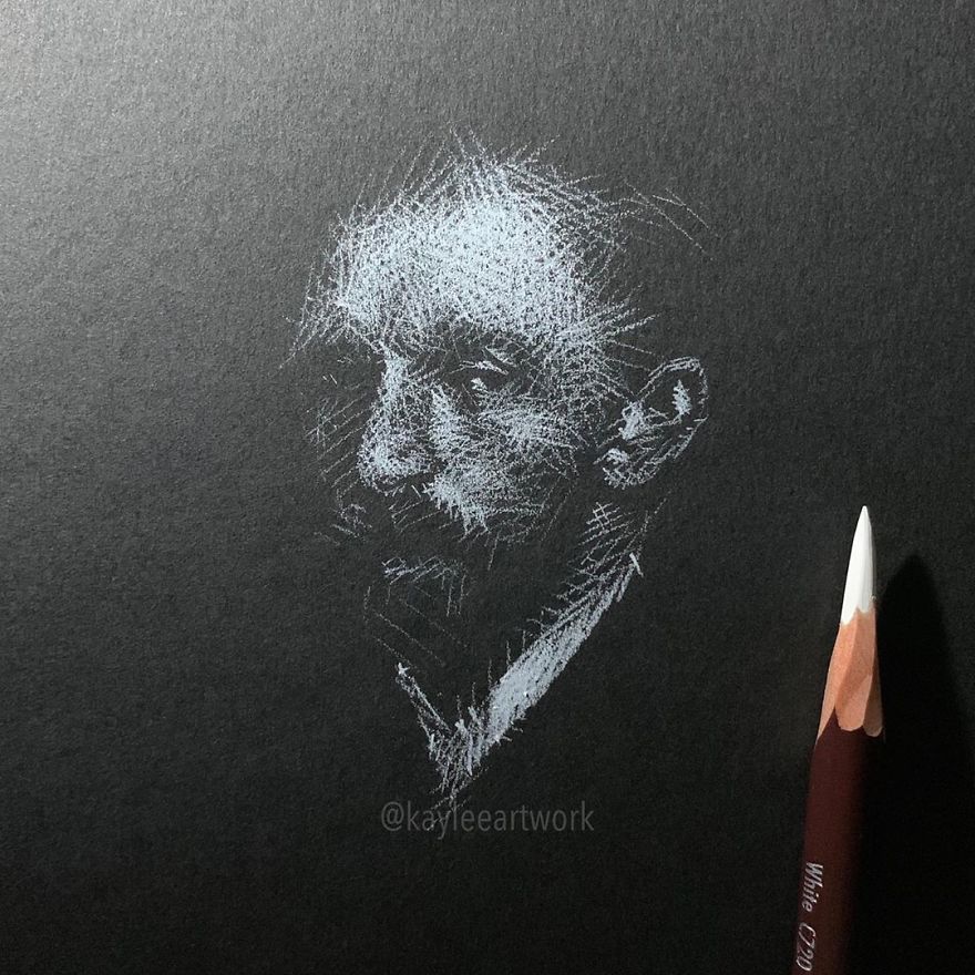 Inverted Marvelous Drawings And Sketches Made With White Pencil On Black Paper By Kay Lee 9