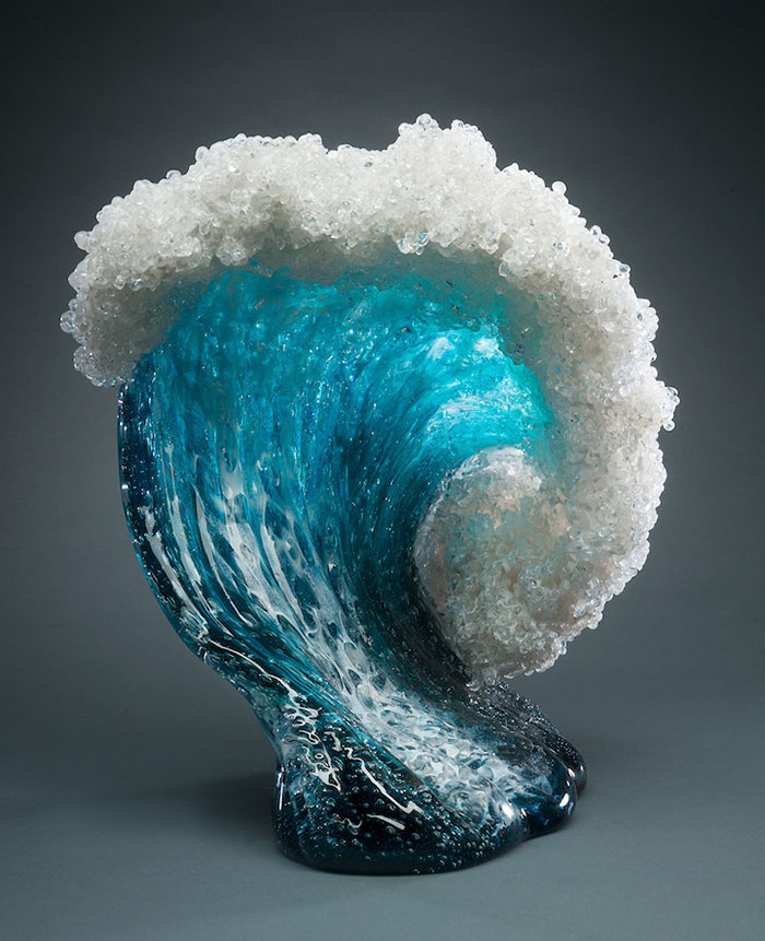 Magnificent Ocean Wave Glass Vases And Sculptures By Blaker Desomma Glass 17
