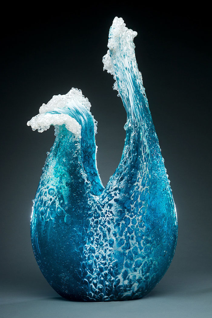 Magnificent Ocean Wave Glass Vases And Sculptures By Blaker Desomma Glass 18